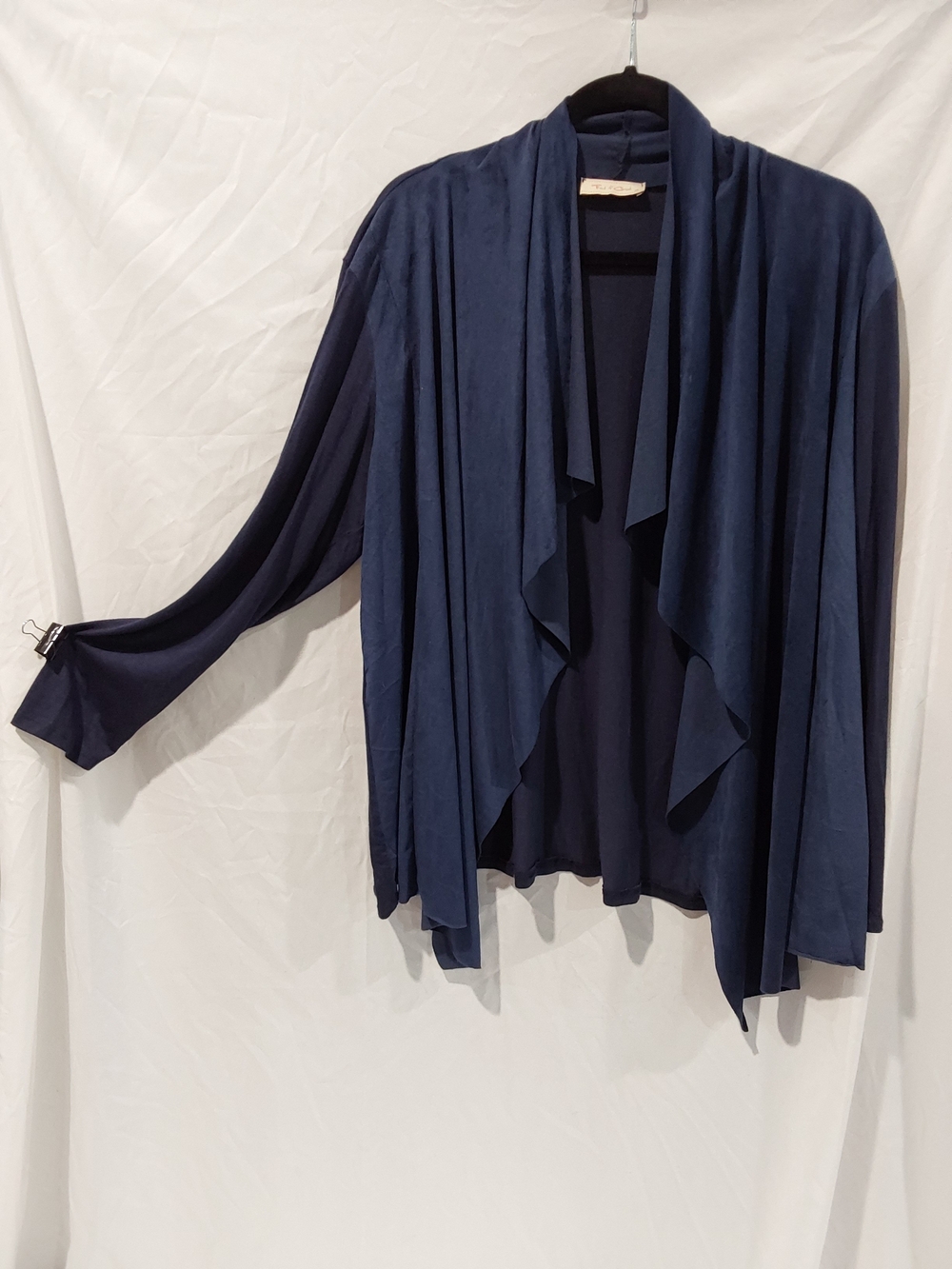 Navy Draped Faux Suede Women's Blazer Jacket